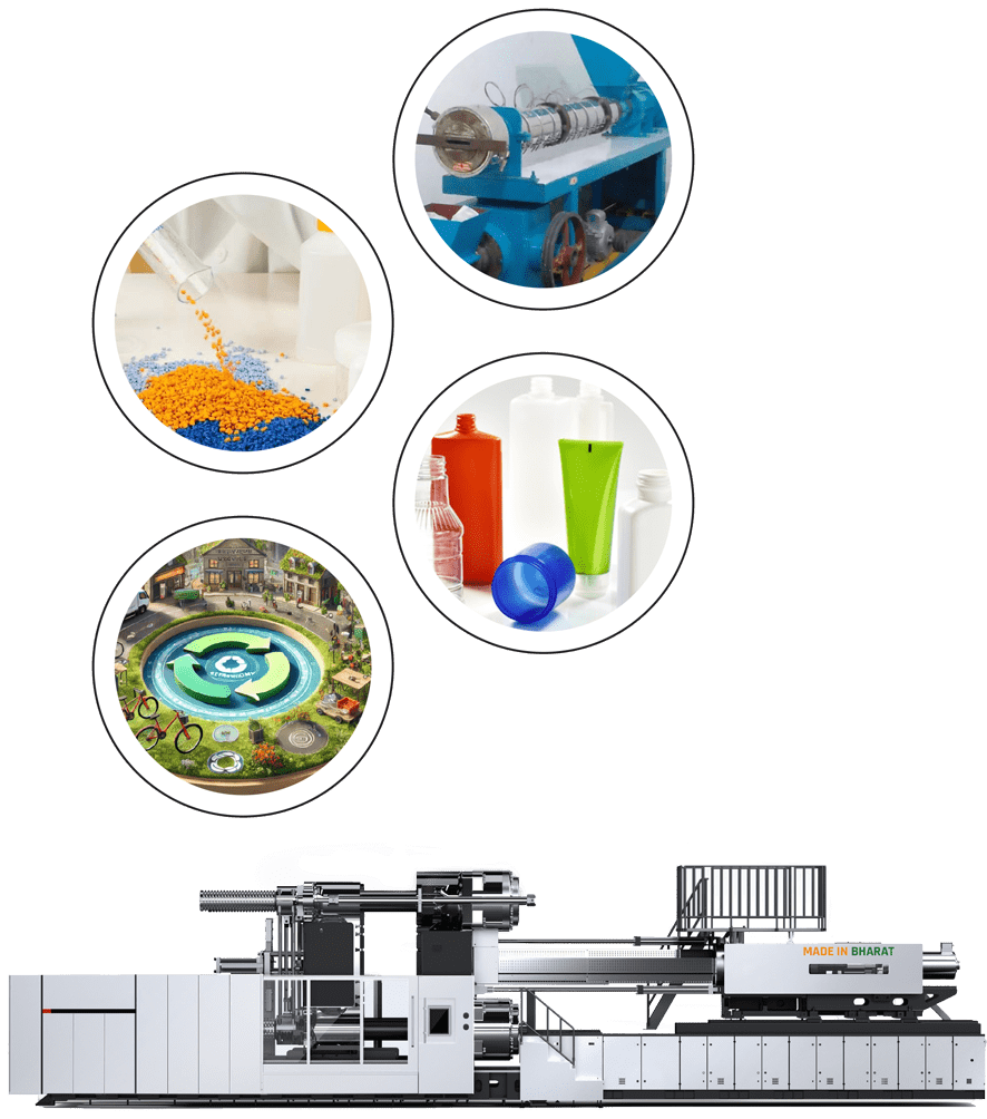 plastic manufacturing and recycling process using an injection molding machine
